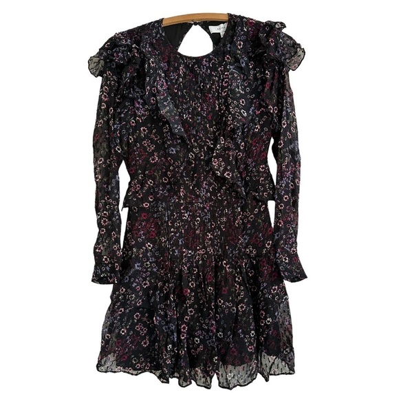 Nwt Reiss Carey India Ruffle Pintuck Floral Dress - Picture 6 of 8